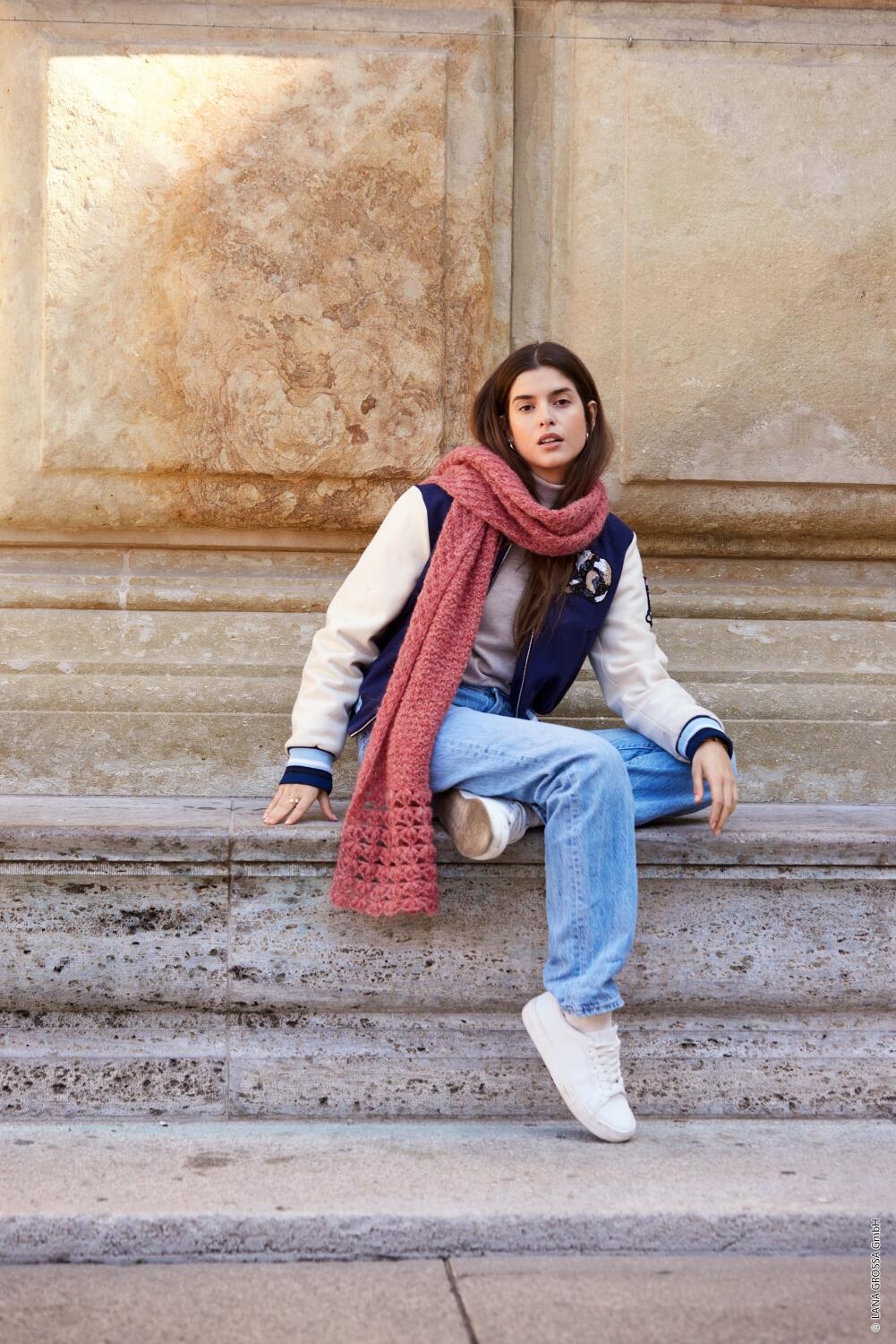 Lana Grossa Tücher und Co. Nummer 06 Modell 20 Schal mit Häkelrand Piu Bella