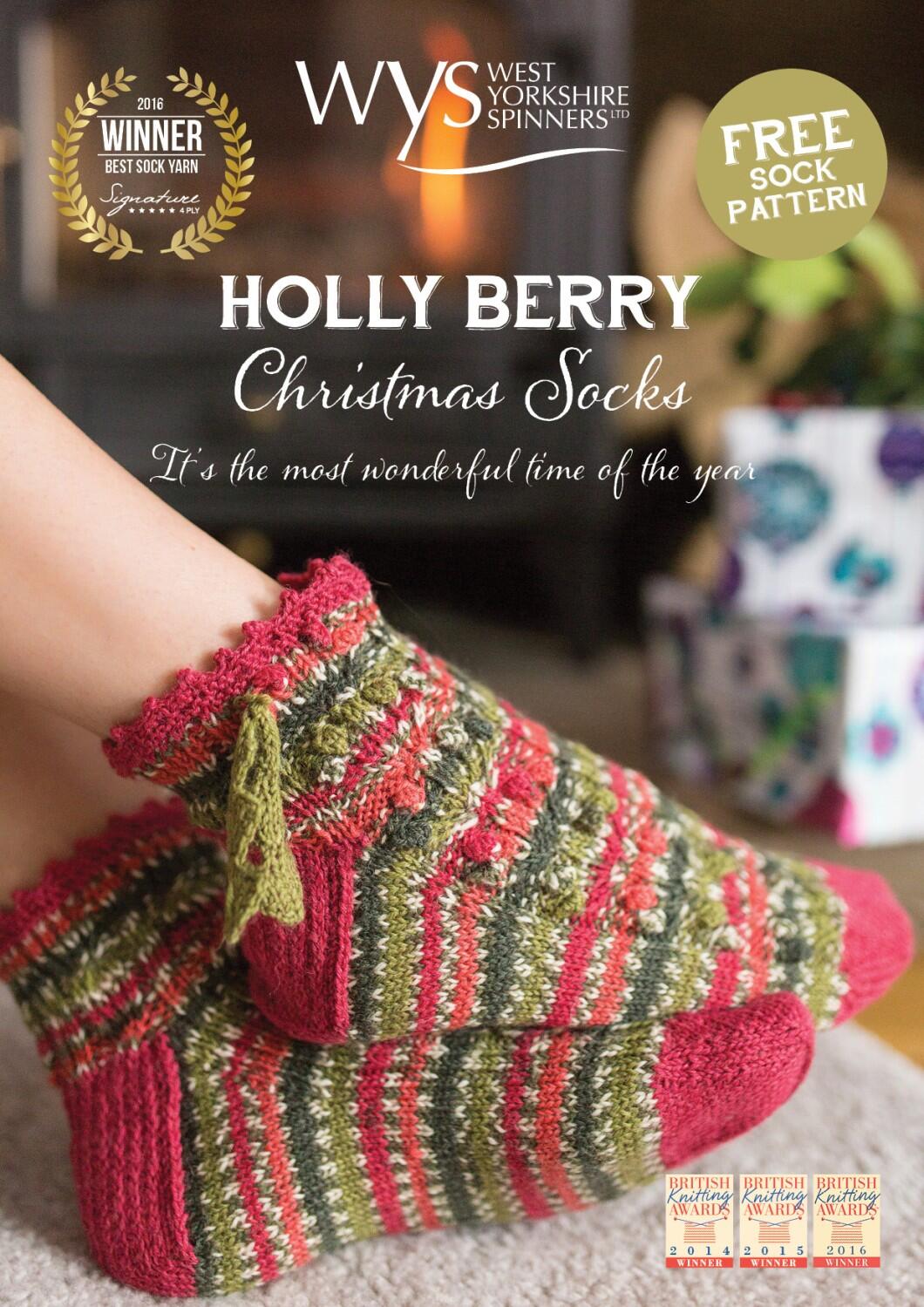 West Yorkshire Spinners Signature 4ply  "Holly Berry " Anleitung Christmas Socks