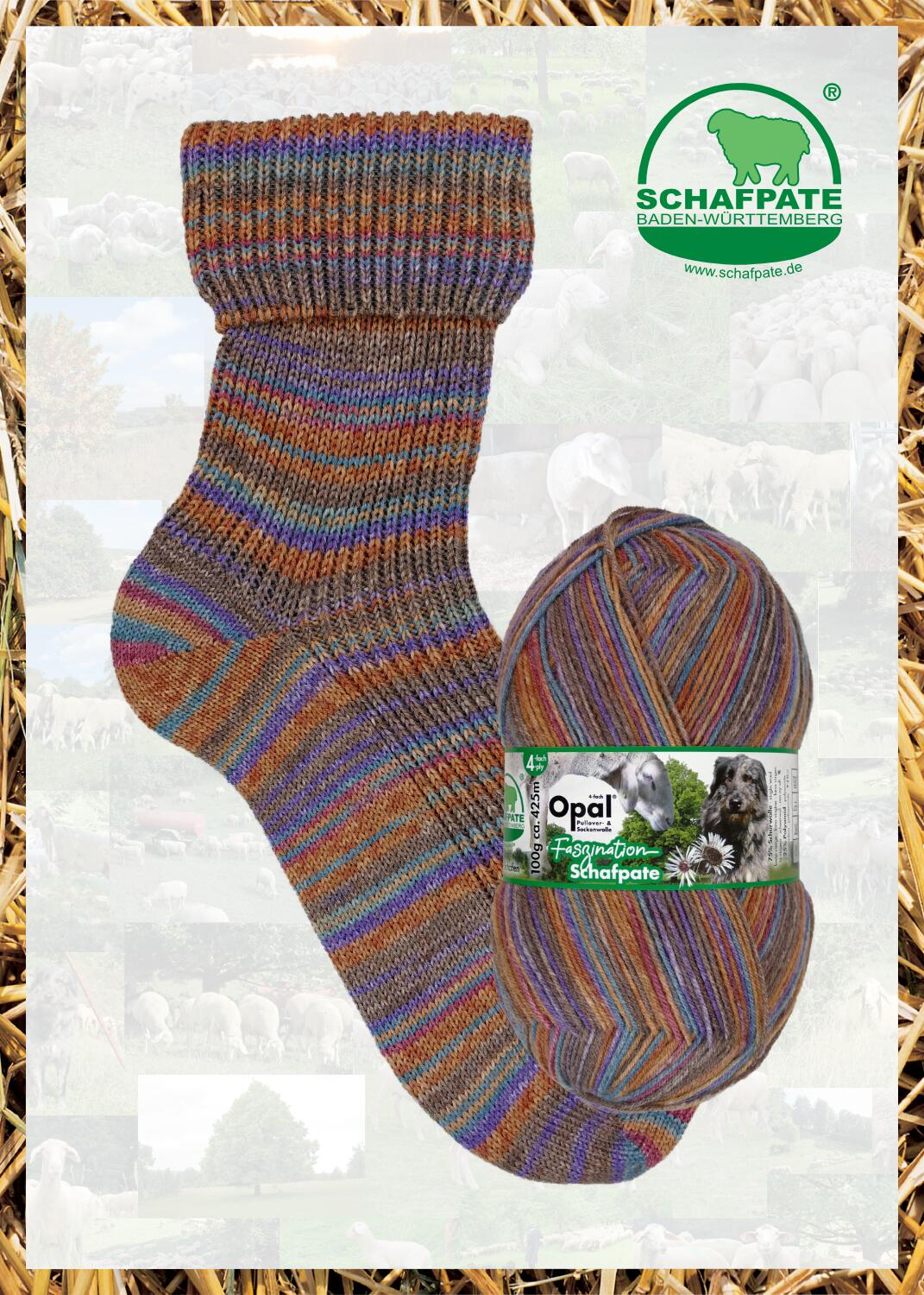 Opal Sockenwolle  "Schafpate " 4-fach Sockengarn Farbe: Schafpatentreffen