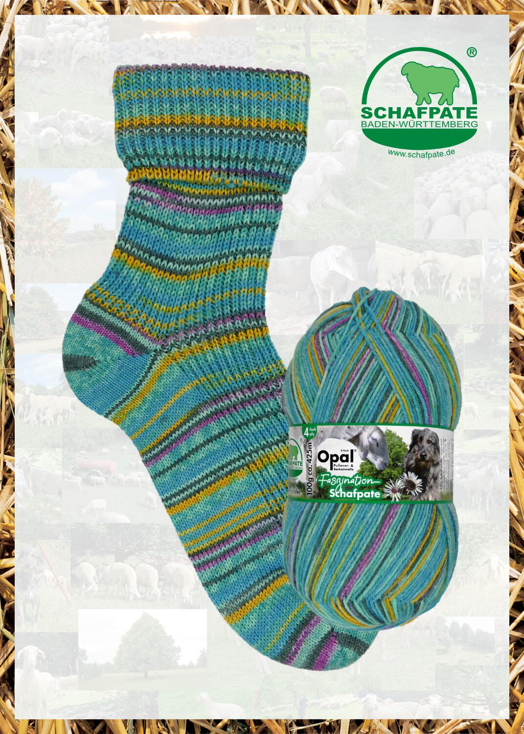 Opal Sockenwolle  "Schafpate " 4-fach Sockengarn Farbe: Glückliche Wanderschafe