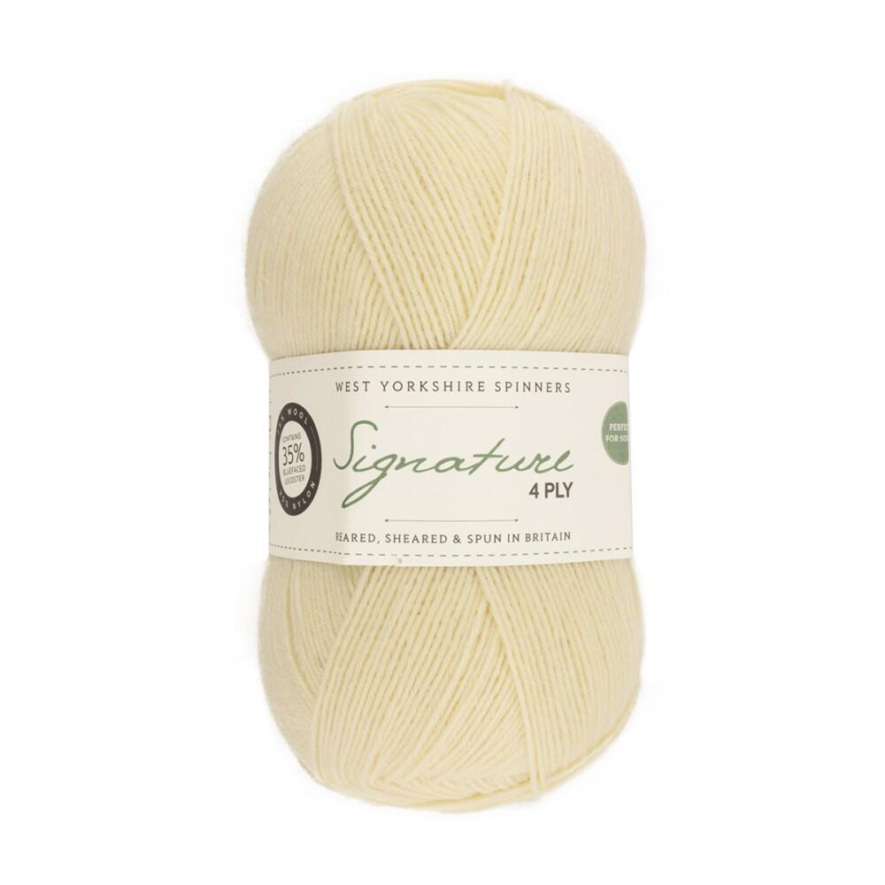 West Yorkshire Spinners Signature 4ply Unis 100g Farbe: 010 Milk Bottle
