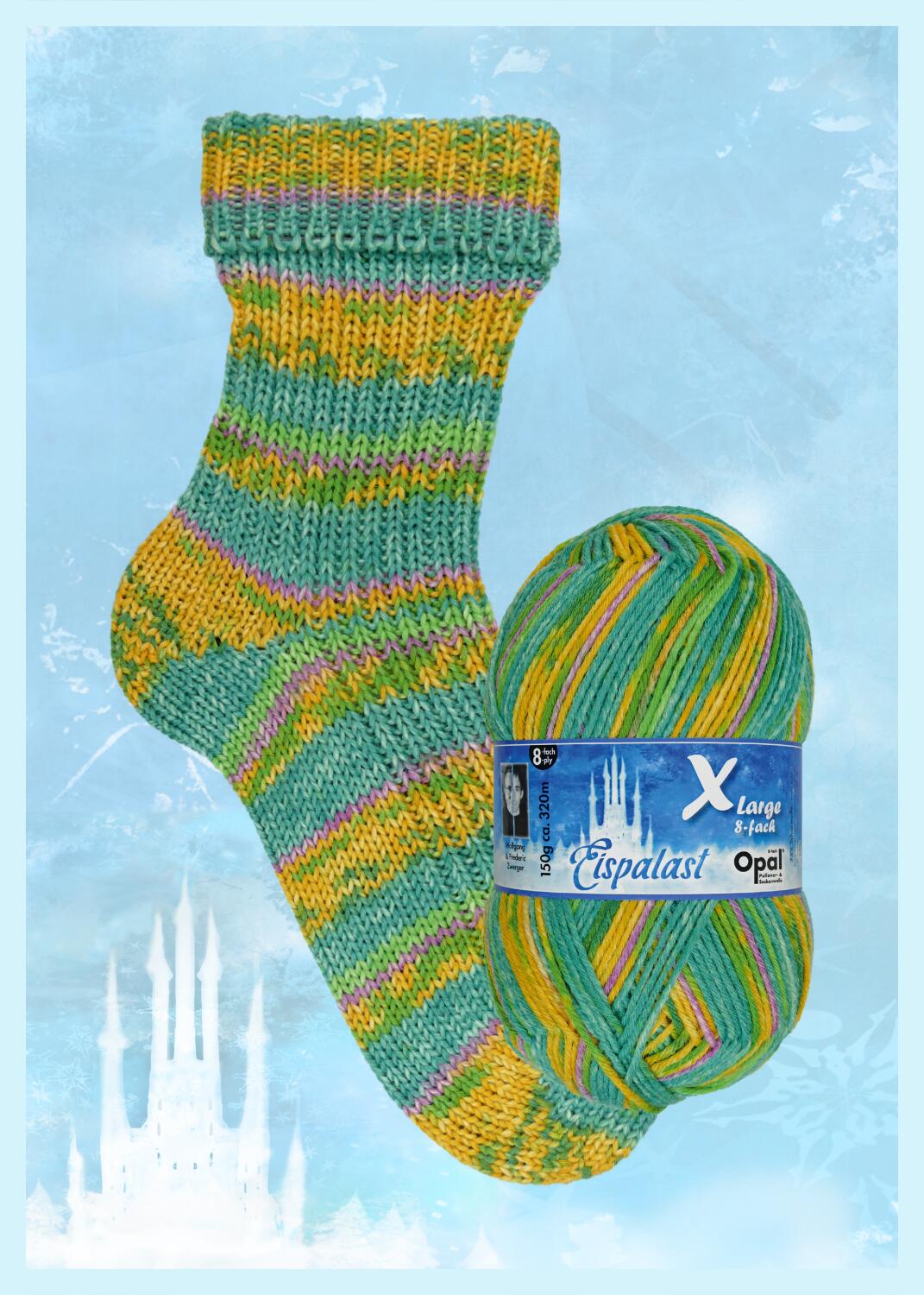 Opal Sockenwolle  "Eispalast X-Large " 8-fach Sockengarn Farbe: 11012 winterlicher Mauerturm