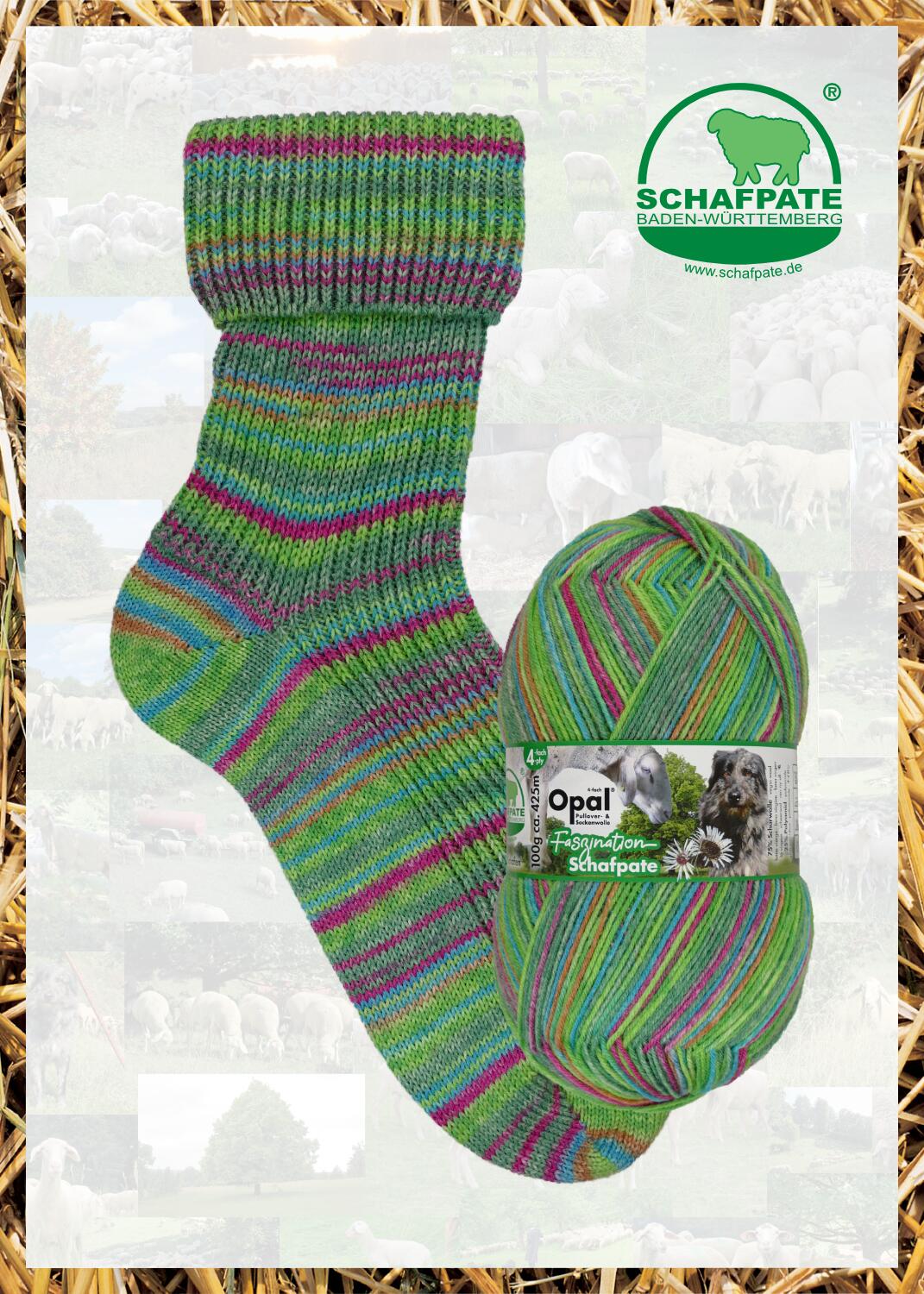 Opal Sockenwolle  "Schafpate " 4-fach Sockengarn Farbe: Landschaftspflege