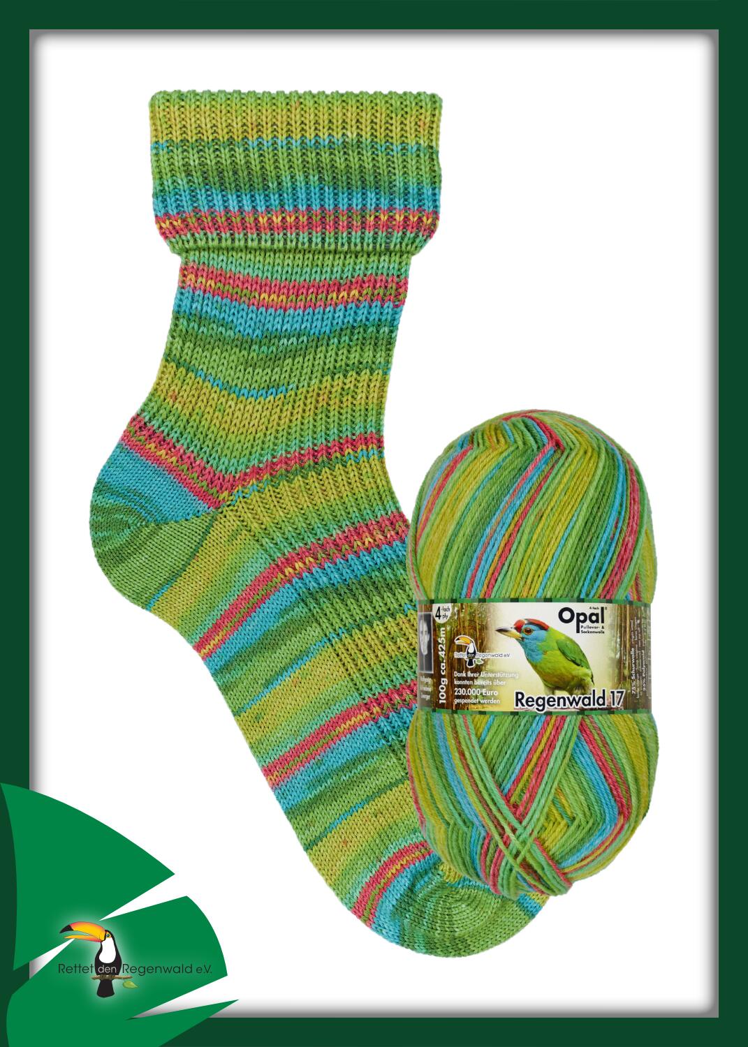 Opal Sockenwolle  "Regenwald 17 " 6-fach Sockengarn Farbe: 11104