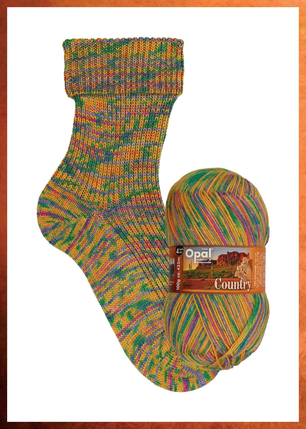 Opal Sockenwolle  "Country " 4-fach Sockengarn 100g Farbe: Naturromantik