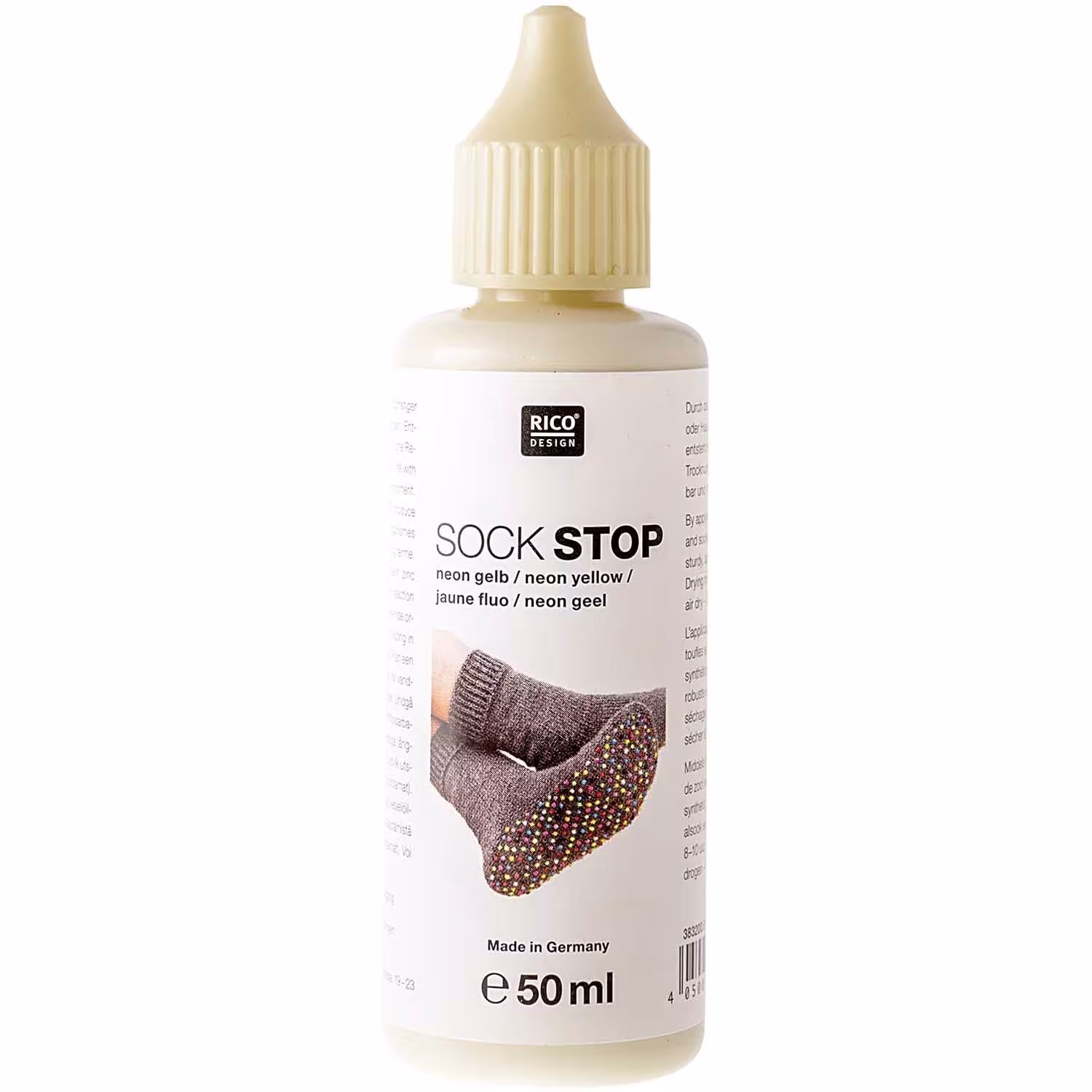 Rico Sockstop - 50ml flüssig Latex für Sohlen Farbe: 001 Creme