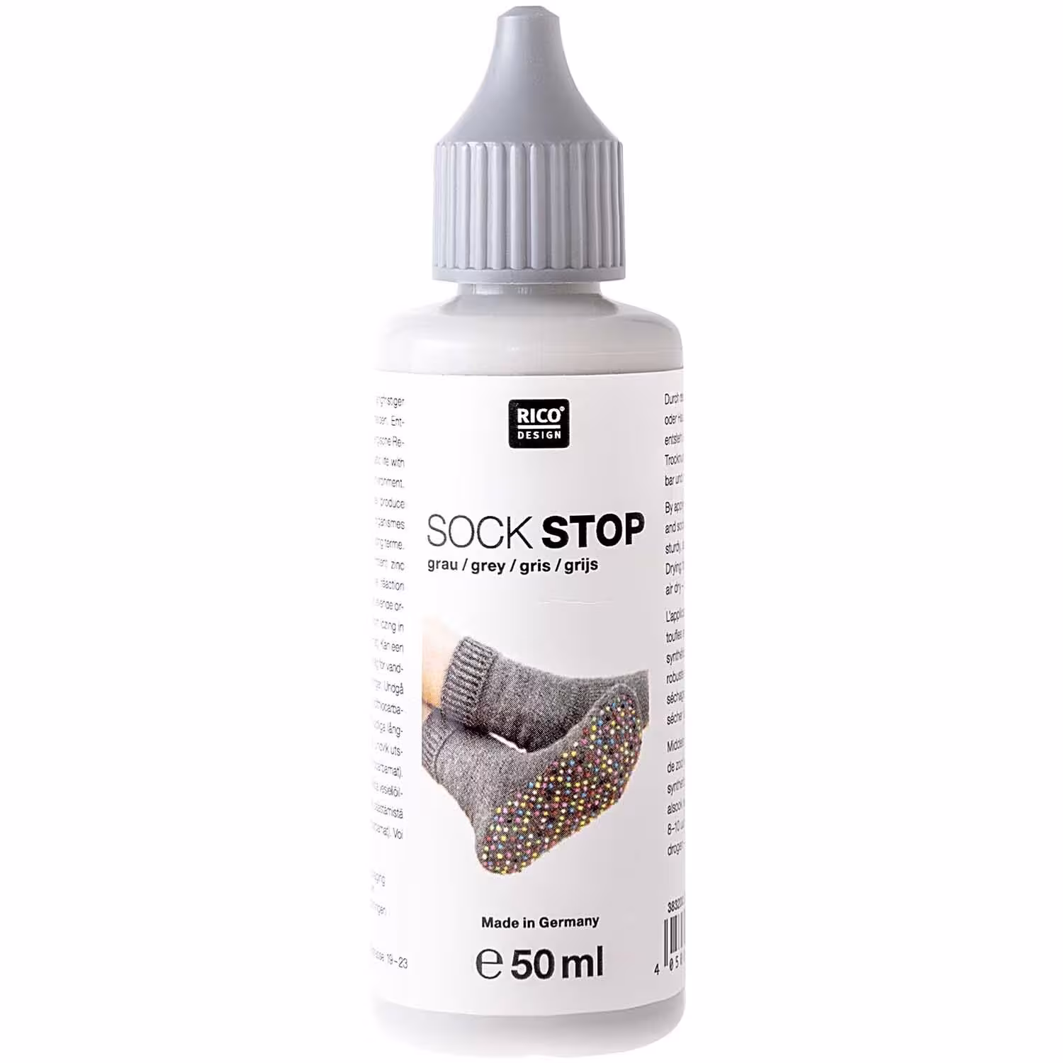 Rico Sockstop - 50ml flüssig Latex für Sohlen Farbe: 002 Grau