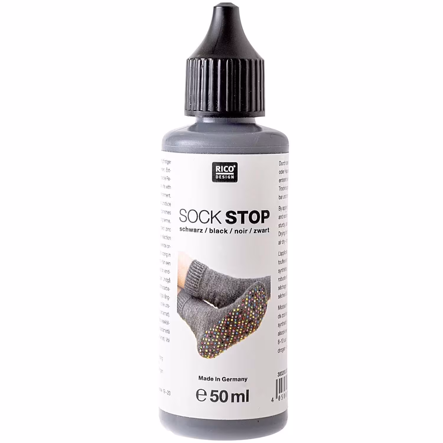Rico Sockstop - 50ml flüssig Latex für Sohlen Farbe: 003 Schwarz