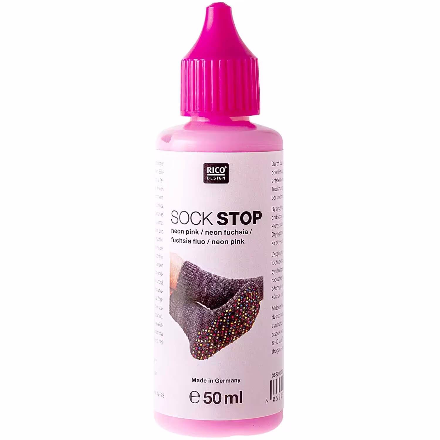 Rico Sockstop - 50ml flüssig Latex für Sohlen Farbe: 008 Neon Pink