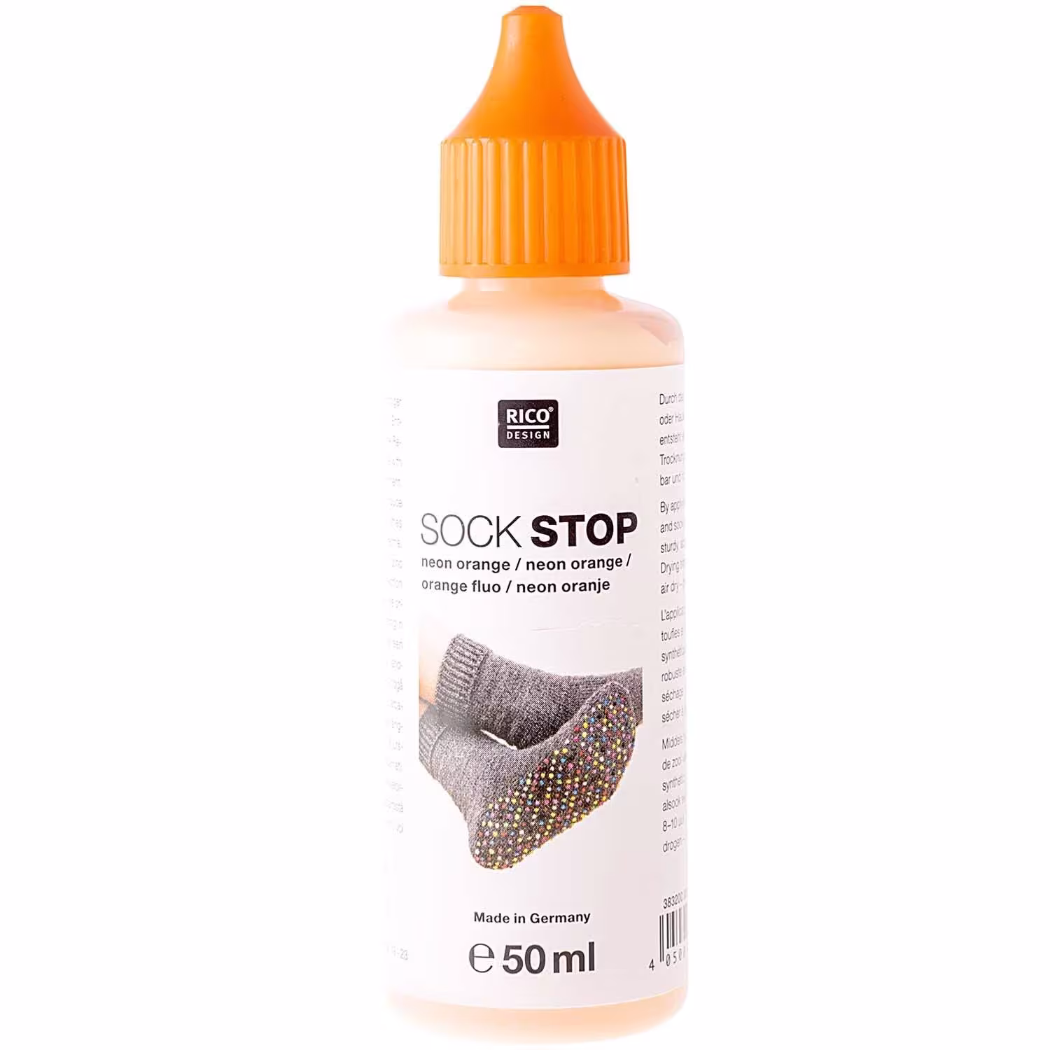 Rico Sockstop - 50ml flüssig Latex für Sohlen Farbe: 009 Neon Orange