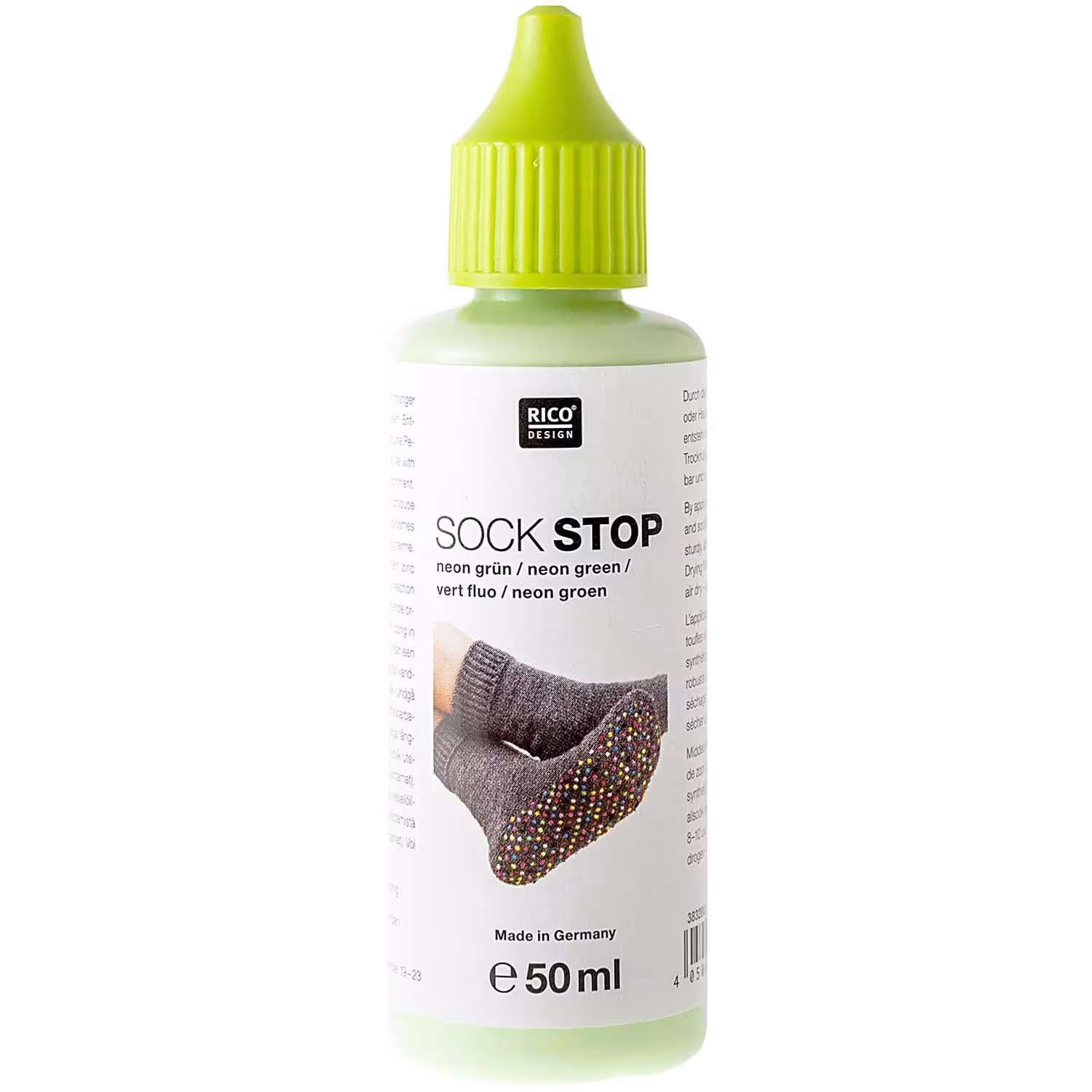 Rico Sockstop - 50ml flüssig Latex für Sohlen Farbe: 010 Neon Grün
