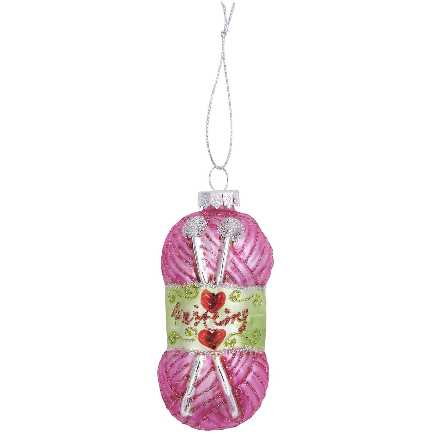 Weihnachtskugel  "Wollkn&auml;uel " pink