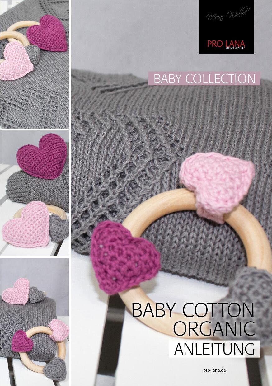 Pro Lana Baby Cotton organic Musterbeispiel Modell A88 Babydecke und Häkelherzen