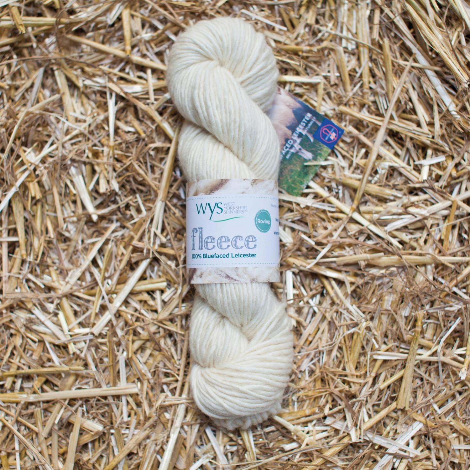 WYS  "Fleece " Bluefaced Leicester Roving - Natural Collection Farbe: 01 Ecru