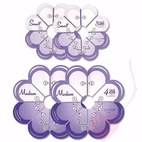 Clover Flower Frill Templates - Schablone für Stoff-Pompoms und Rüschenblüten klein und mittel