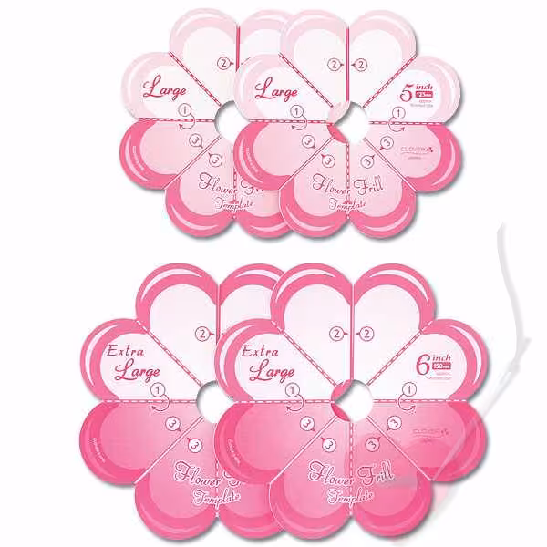 Clover Flower Frill Templates - Schablone für Stoff-Pompoms und Rüschenblüten groß und extragroß