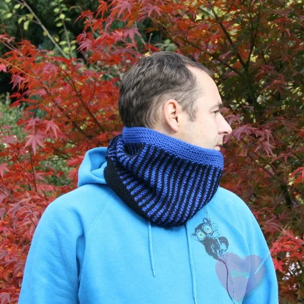 Strickanleitung für einen Cowl im zweifarbigen Halbpatent Musterbeispiel