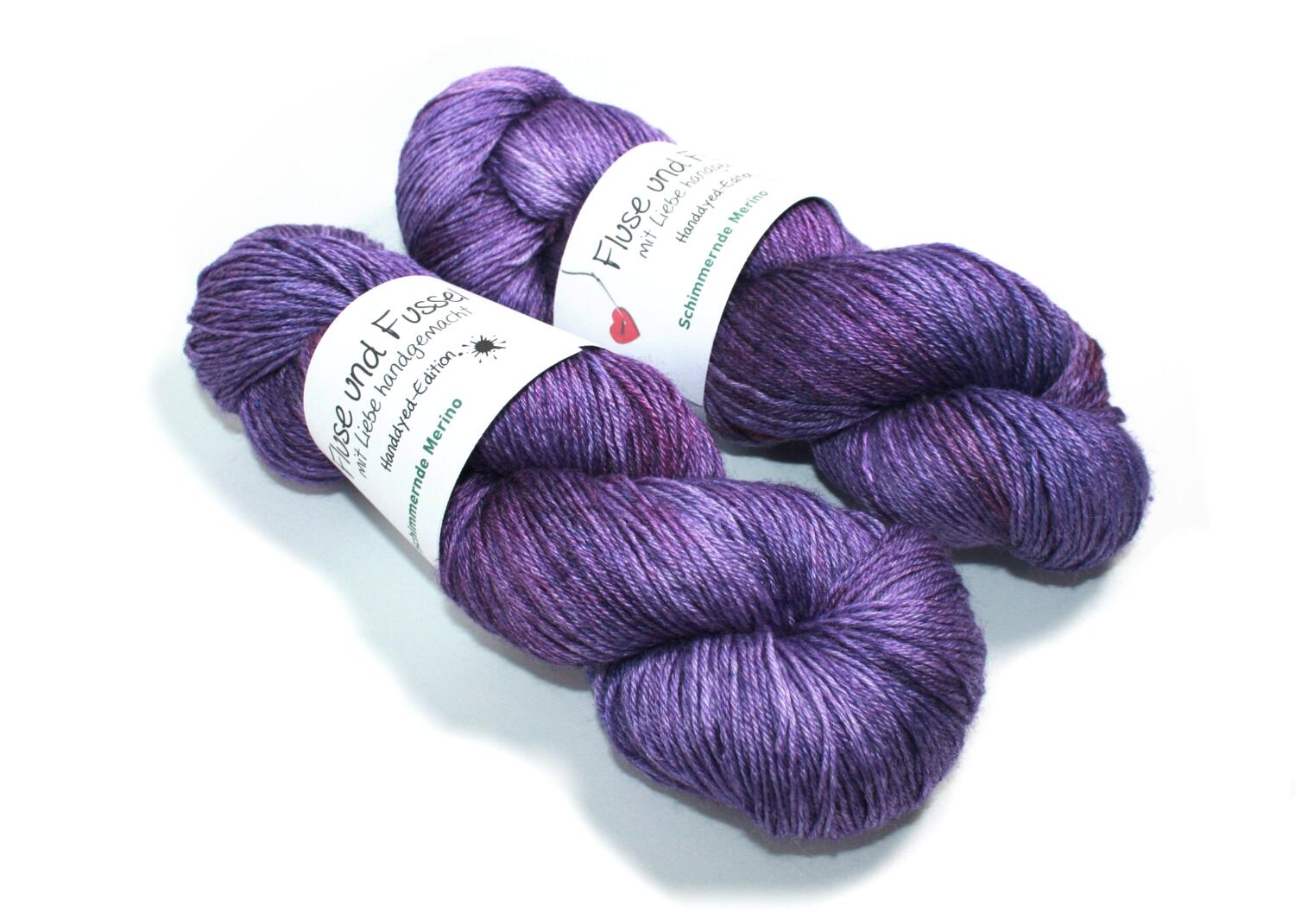FuF Handdyed-Edition - Schimmernde Merino handgefärbt 100g Farbe: Lavendel