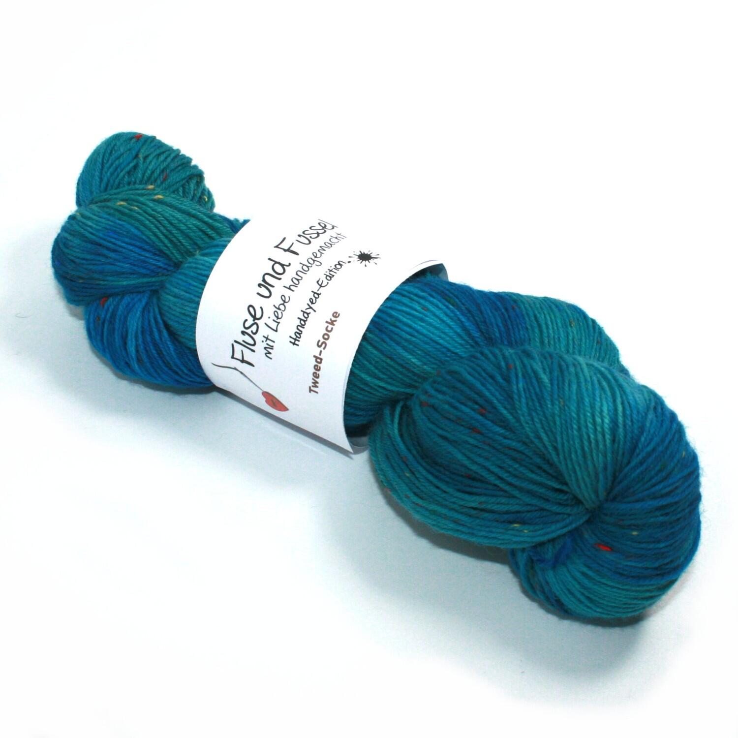 FuF Handdyed-Edition - Tweed Sockenwolle 100g Farbe: Labradorit
