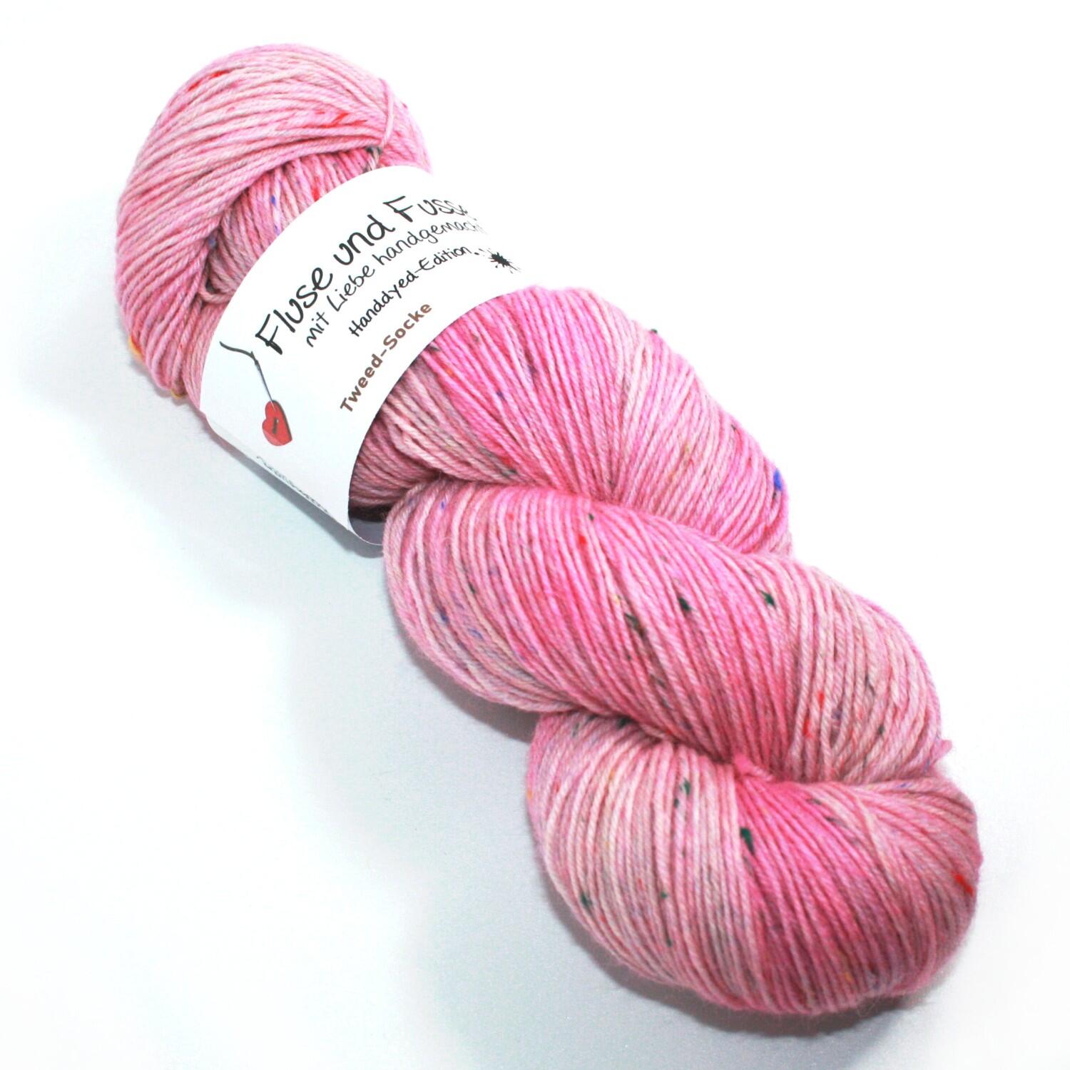 FuF Handdyed-Edition - Tweed Sockenwolle 100g Farbe: Rosenquarz