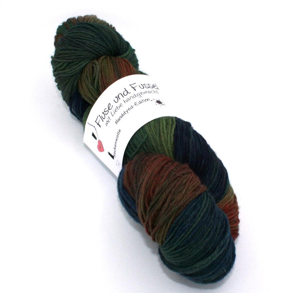 FuF Handdyed-Edition - Sockenwolle 100g Farbe: Dunkelbunt