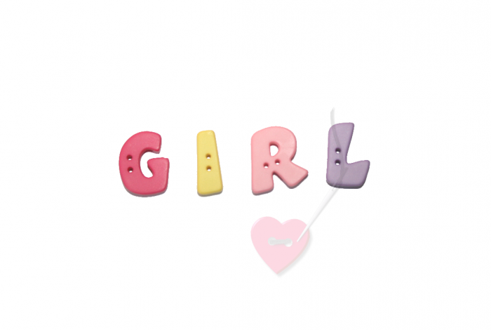 Buchstabenhits für Kids 18mm - 2-Loch Knopf  "G " Beispielbild  "Girl "