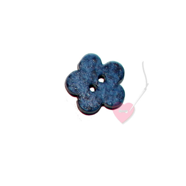Jim Knopf - Keramik-Blume - 2-Loch Blütenknopf 26mm blau