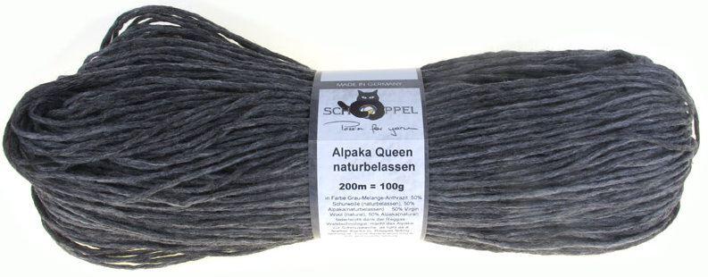 Schoppel Alpaka Queen naturbelassen - warmes Schurwoll-Alpakagarn Farbe grau-mellange-antrazit