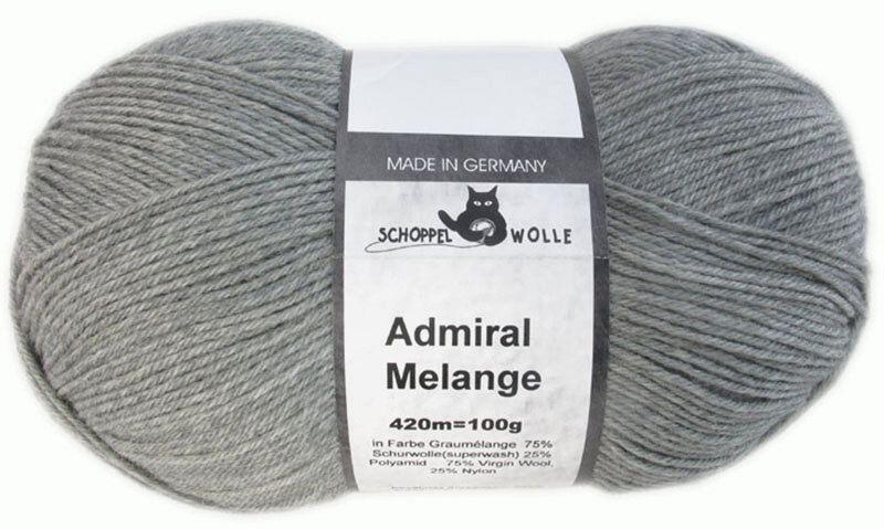 Schoppel Wolle Admiral 4-fach Melange Sockengarn Farbe graumelange