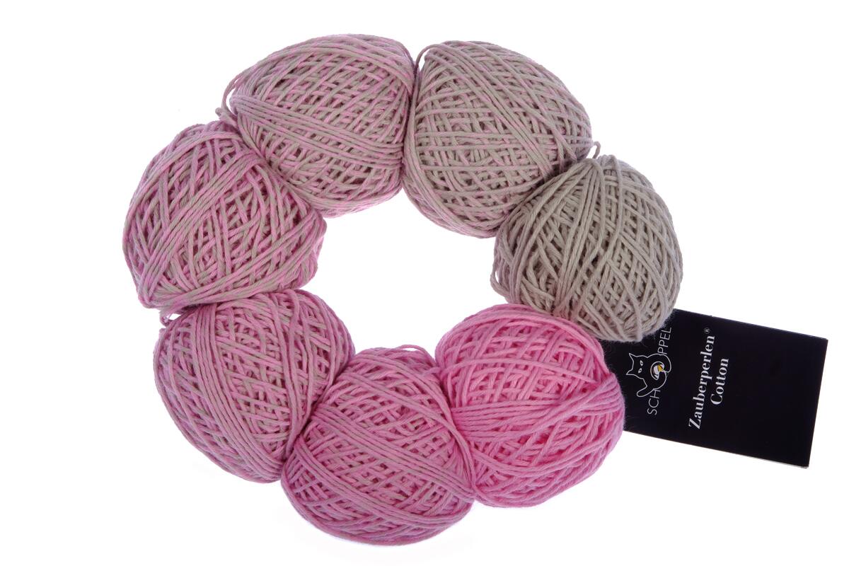 Schoppel Wolle Zauberperlen® Cotton 100g 7 Miniknäuel im Farbverlauf  Pianissimo Pink - Taupe