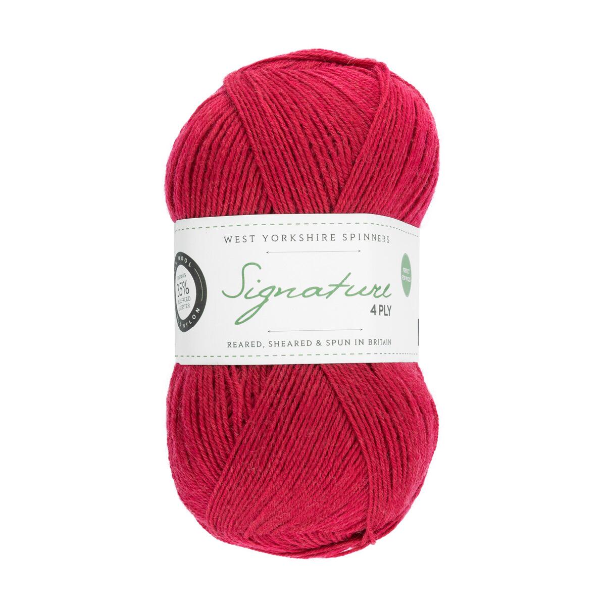 West Yorkshire Spinners Signature 4ply Unis 100g Farbe: 529 Cherry Drop