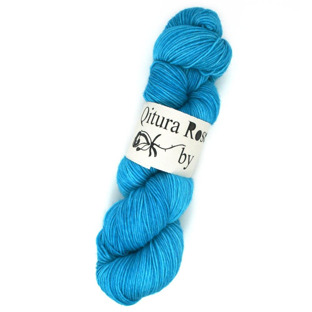 Qitura Rose Fine Merino Socks handgefärbt - Götter SEMISOLID Farbe: Türkisblau passend zu Plutos