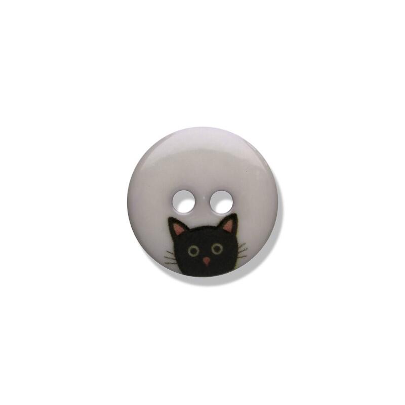 Kunststoffknopf Schwarze Katze farbig 15mm Farbe: 126 hellgrau