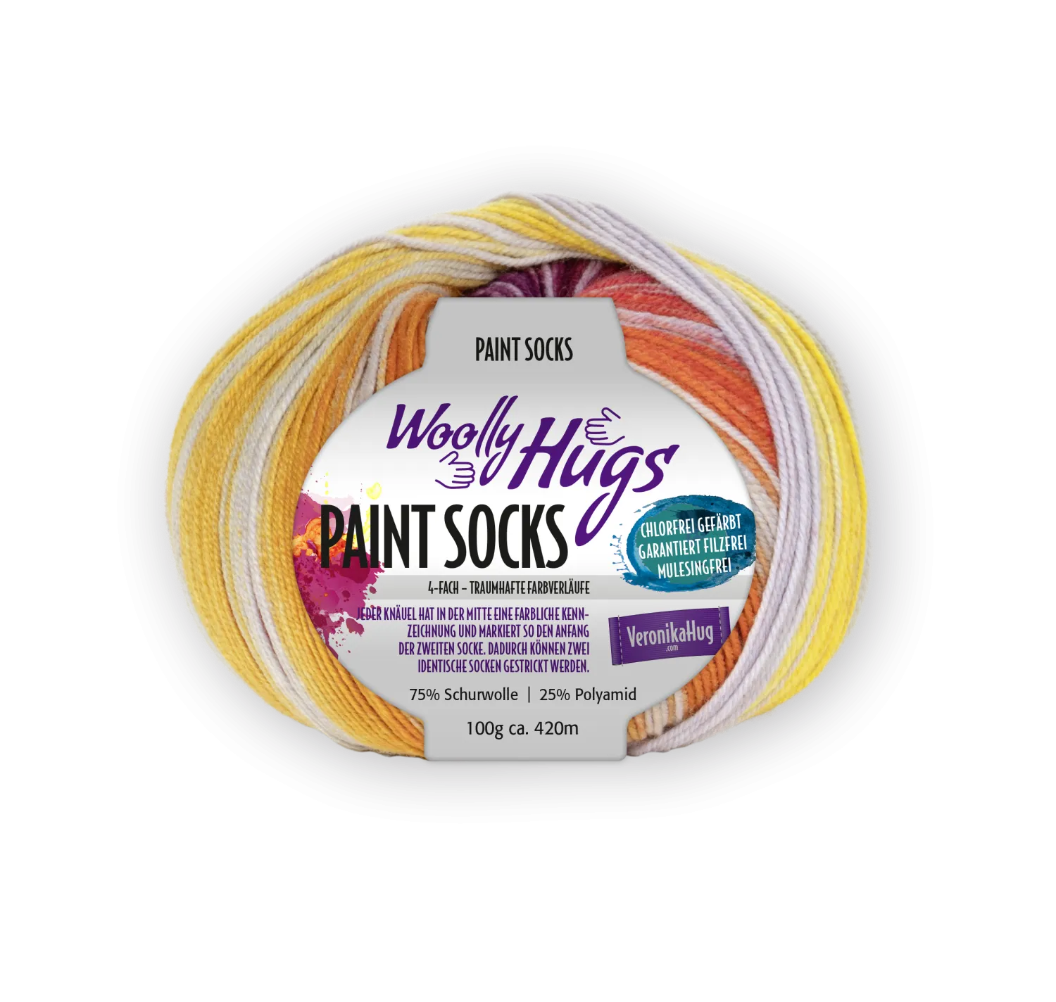 Woolly Hugs Paint Socks Farbe: 200 gelb/orange