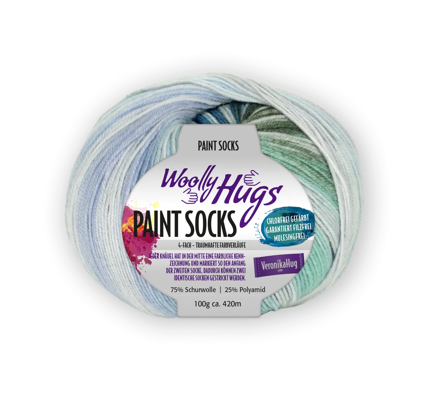 Woolly Hugs Paint Socks Farbe: 201 blau/türkis