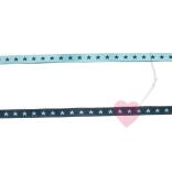 farbenmix schmales Webband Sternchen hellblau-marine 7mm beidseitig