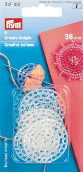 CreativKnopf 36mm transparent 6 Stück