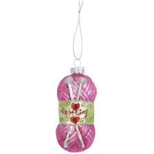 Weihnachtskugel "Wollkn&auml;uel " pink