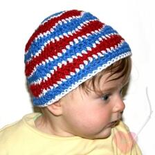 Kuschelweiche Baby-Mütze "Wellenreiter " für den Sommer aus Baumwolle und Kapok