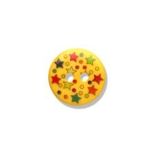 Kunststoffknopf Bunte Sterne 15mm Farbe: gelb