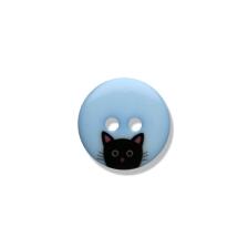 Kunststoffknopf Schwarze Katze farbig 15mm Farbe: 069 hellblau