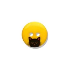 Kunststoffknopf Schwarze Katze farbig 15mm Farbe: 013 gelb