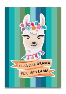 strickimicki - Fröhlich, freche Postkarten rund ums Stricken & Häkeln "Spar das Drama für dein Lama "