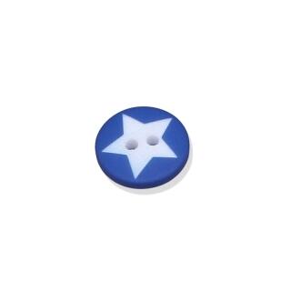 Kunststofknopf "Star " 15mm - 2-Loch-Knopf Farbe: blau