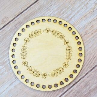 Bodenplatte aus Holz - Blumenkranz