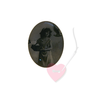Schmuckknopf Mädchenbild 29mm mit antikem Mädchenfoto