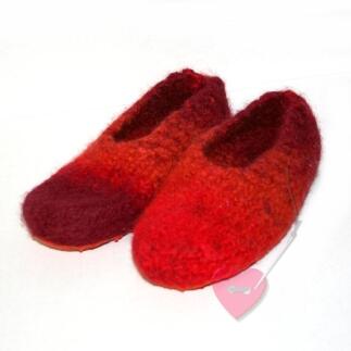 Flusenflitzer Feuerrot Gr. 22 - Filzschuhe mit rutschhemmender Sohle