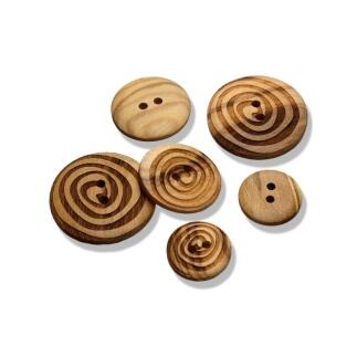 Holzknopf mit Spiral-Motiv - in 3 Größen erhältlich