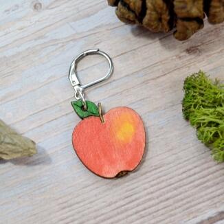 Handgefertigter Maschenmarkierer aus Holz - Apfel