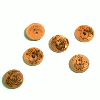 runder Holzknopf Ø18mm - 2-Loch Holzknopf Maus